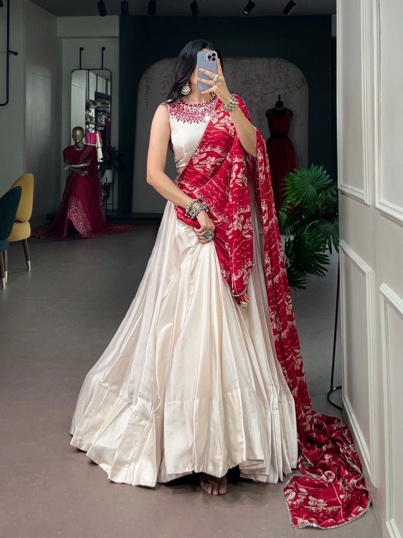Lnb1736 Monga Silk Real Mirror Work Chaniya Choli